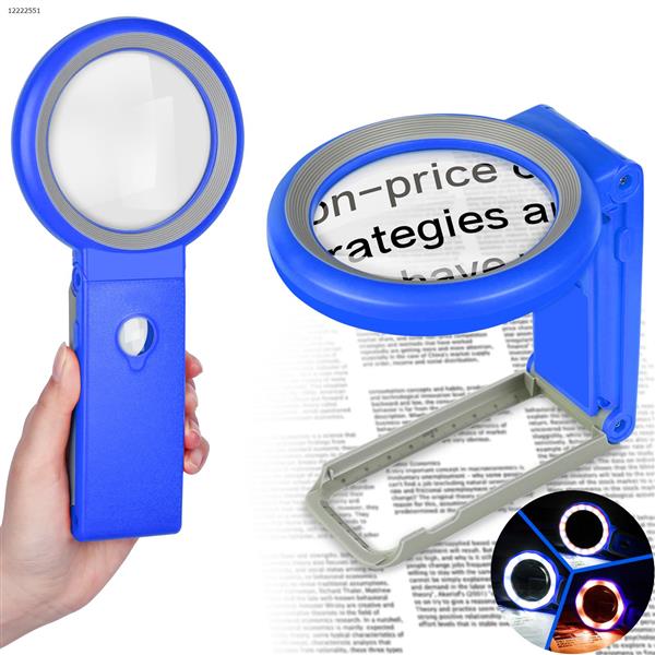 AIXPI Magnifying Glass with Light and Stand, Foldable Handheld Magnifying Glass 18 LED Illuminated Lighted Magnifier for Macular Degeneration, Seniors Reading, Close Work, Coins, Jewelry   L106-B 10X30X Other L106-B