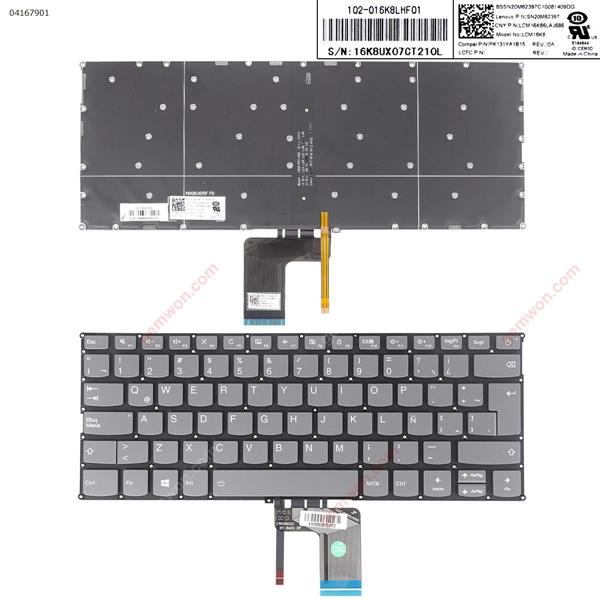 LA Lenovo IdeaPad 720s-13 720s-13ISK 720s-13IKB 720s-13IKBR GRAY（On-off key Backlit win8) LA N/A Laptop Keyboard ()