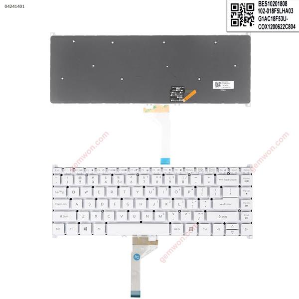 US Acer N17W3 SF514-52 SF514-51 SF515-51 WHITE(No switch key Backlit win8) US N/A Laptop Keyboard ()