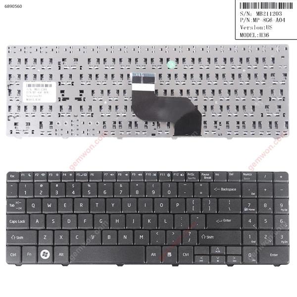 MSI MedionAkoya E6217 H36YB P6625 MD97409 MD97442 MD97443 MD97483 MD97519 MD97521 MD97639 MD97718 MD97719 MD97728 MD97763 MD97787 BLACK FRAME BLACK(Win8) US V128862DS2 Laptop Keyboard (OEM-B)