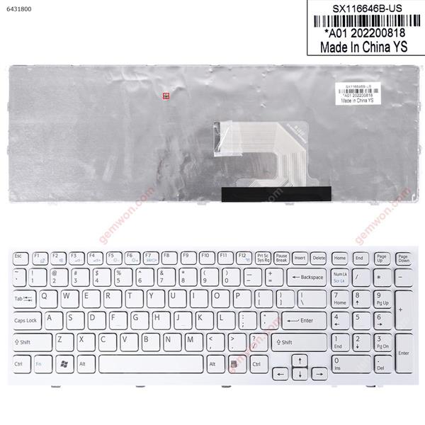 SONY VPC-EH WHITE FRAME WHITE US 9Z.N5CSQ.201 SB3SQ AEHK1U00110 148970811 9Z.N5CSQ.301 AEHK1U00120 148971311 Laptop Keyboard (OEM-B)