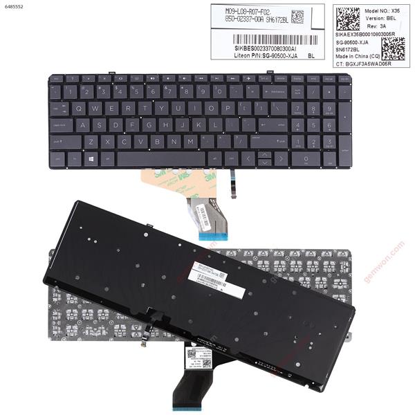 HP  Spectre x360 15-ch 15-ch000  BLACK (Backlit,Without FRAME,win8)  US n/a Laptop Keyboard (OEM-A)
