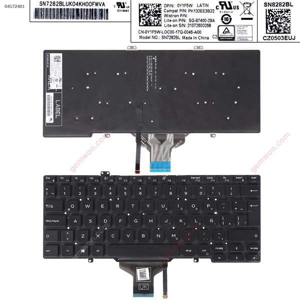 DELL Latitude 3400 5400 5401 5402 5410 BLACK FRAME BLACK(Backlit,win8) SP N/A Laptop Keyboard ()