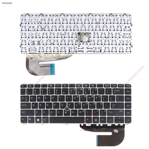 HP 840 G3 SILVER FRAME BLACK (With point,Without foil,Win8)  US N/A Laptop Keyboard ()