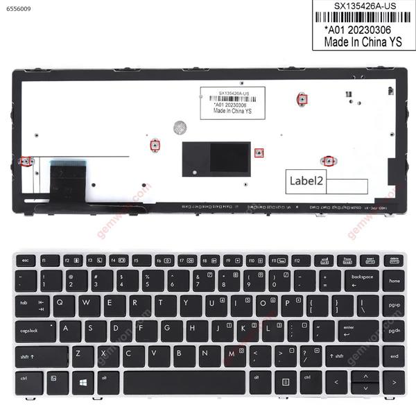 HP EliteBook Folio 9470m SILVER FRAME BLACK (Backlit,Win8,OEM)  US HC03-C Laptop Keyboard (OEM-B)