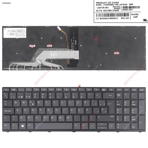 HP Probook 450 G5 455 G5 470 G5 BLACK FRAME BLACK ， Backlit WIN8 SP N/A Laptop Keyboard (OEM-A)