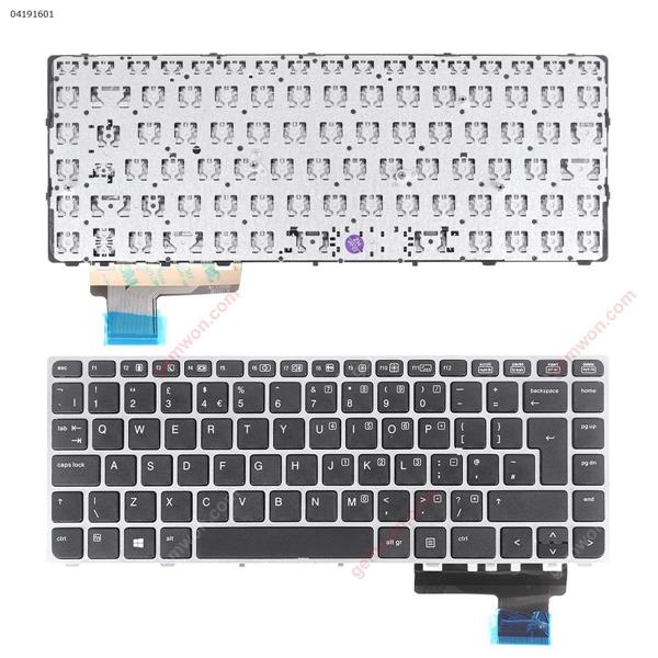 UK HP EliteBook Folio 9470m SILVER FRAME BLACK (without foil without backlit win8)	 UK N/A Laptop Keyboard ()