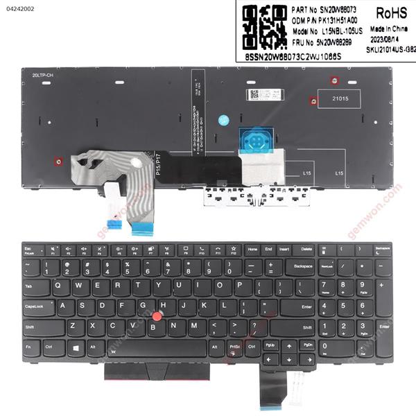  Lenovo ThinkPad T15g Gen 1/ L15 BLACK（Three nails  Backlit Win8 )Raw material assembly  US N/A Laptop Keyboard ()