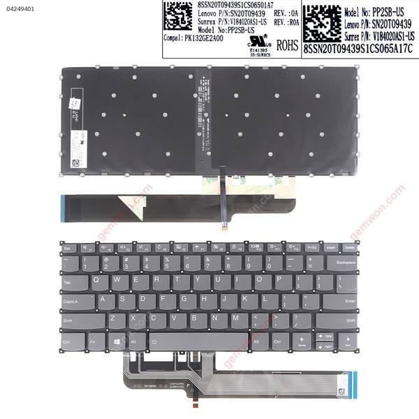 Lenovo S540- 14IMLXXAIR- 14IML 2019 GRAY(Backlit,win8) US N/A Laptop Keyboard ()