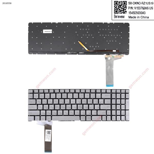 ASUS N56 N550 N56V U500VZ N76 N76VM N76VJ SILVER( Backlit,Win8) OEM  RU N/A Laptop Keyboard (OEM-B)