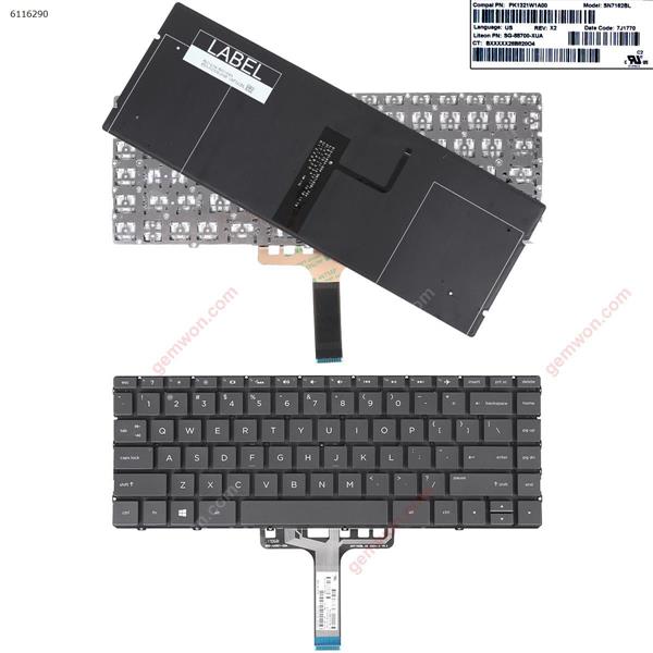 HP  13-AF  BLACK  (Without FRAME, Backlit  Without  foil,win8) US PK1321W1A00  SG-88700-XUA Laptop Keyboard (OEM-B)