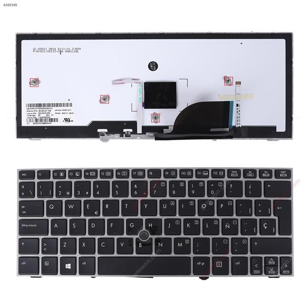 HP 2170P gray FRAME BLACK With Backlit Board SP SG-4930-2EA Laptop Keyboard (OEM-A)