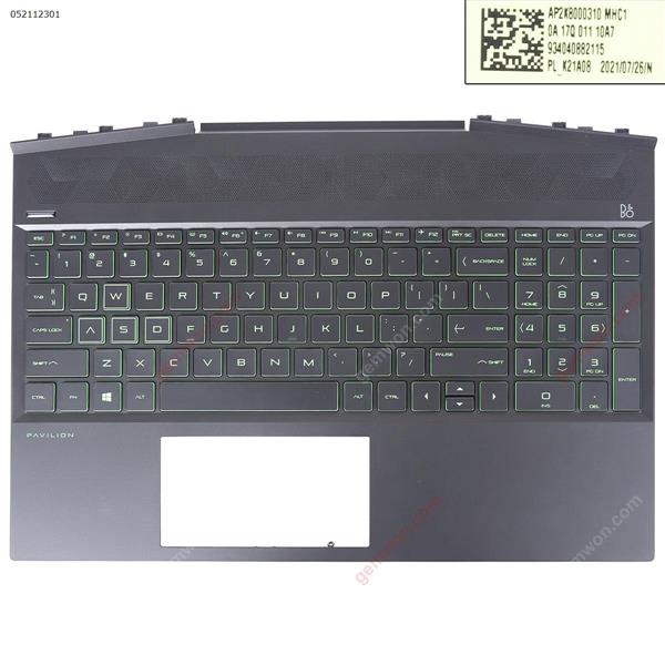  HP Pavilion 15-DK 15T-DK TPN-C141 Upper Case Palmrest with us Keyboard（Green logo） Cover N/A