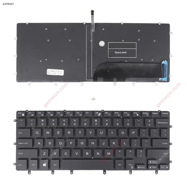 Dell XPS 15 9550 BLACK(Backlit,Without Frame, Win8)Pulled US DELL XPS 15 9550 Laptop Keyboard (OEM-B)
