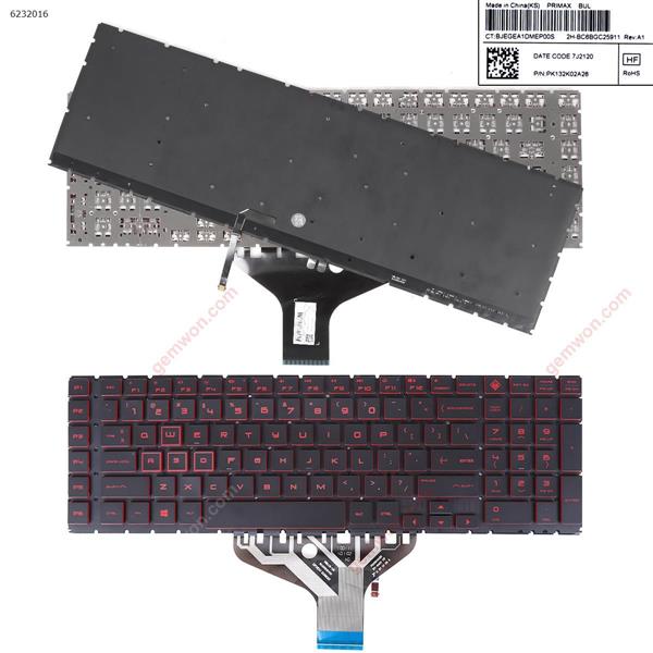 HP Omen 17-CB 17-CB0002CA 17-CB0020NR 17-CB0040NR 17-CB0050NR 17-CB0070NR TPN-C144 17-CB0080NR L BLACK(Without FRAME,Red Printing，Backlit) US N/A Laptop Keyboard (Original)