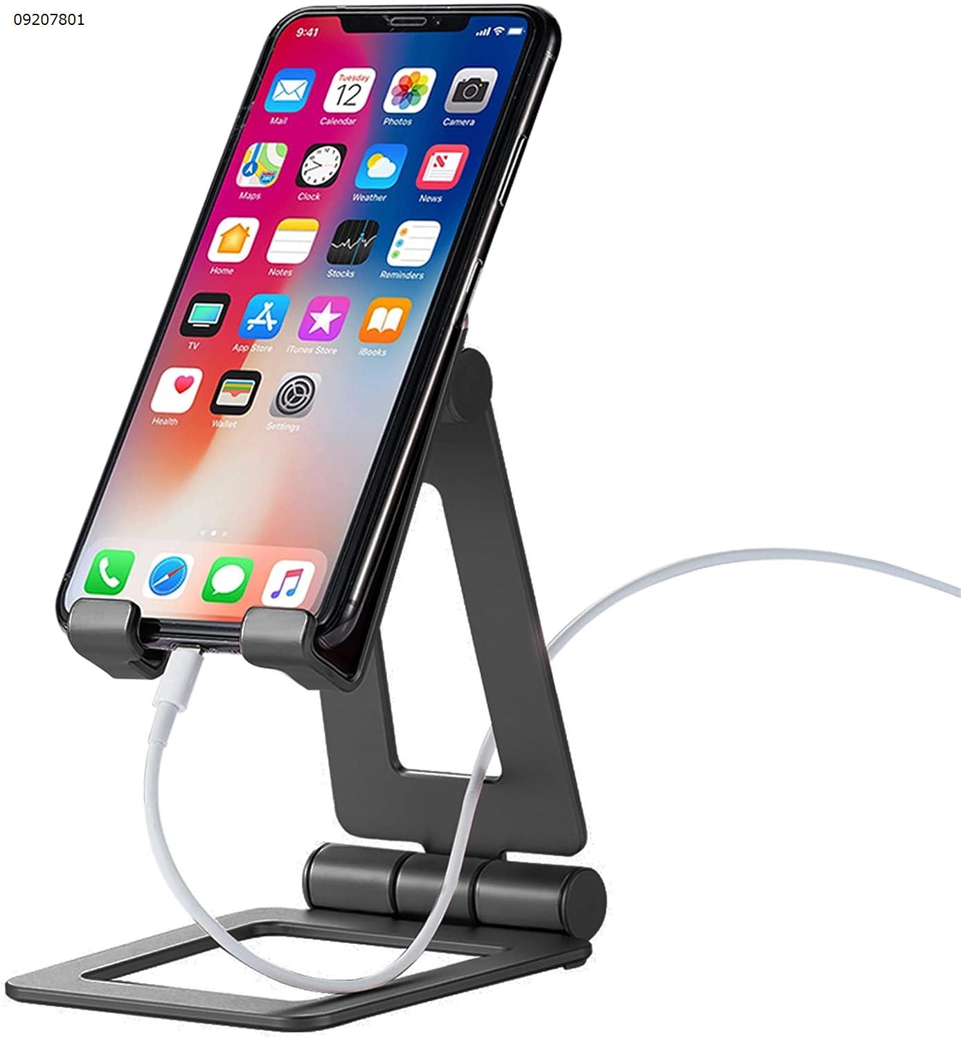 Black Mobile Phone Stand, Adjustable (Multi-Angle) Mobile Phone Holder Table Foldable Tablet Mobile Phone Holder Made of Aluminium Alloy Lightweight Phone Stand for Huawei, Samsung, Other Smartphones Mobile Phone Mounts & Stands  Z24
