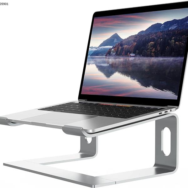 Silvery Aluminum Laptop Stand for Desk Compatible with Mac MacBook Pro Air Apple Notebook, Portable Holder Ergonomic Elevator Metal Riser for 10 to 15.6 inch PC Desktop Computer  MD-5
