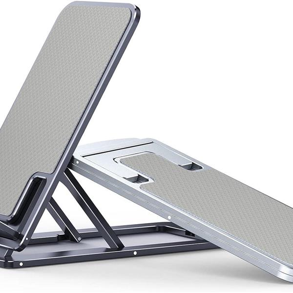 Silvery Mobile Phone Stand, Table Mobile Phone Holder, Mobile Phone Holder, Table Stand, Portable Mobile Phone Stand, All Aluminium Alloy Compatible with iPhone 12 Pro Max XS, Galaxy S20 S10 up to Mobile Phone Mounts & Stands 1