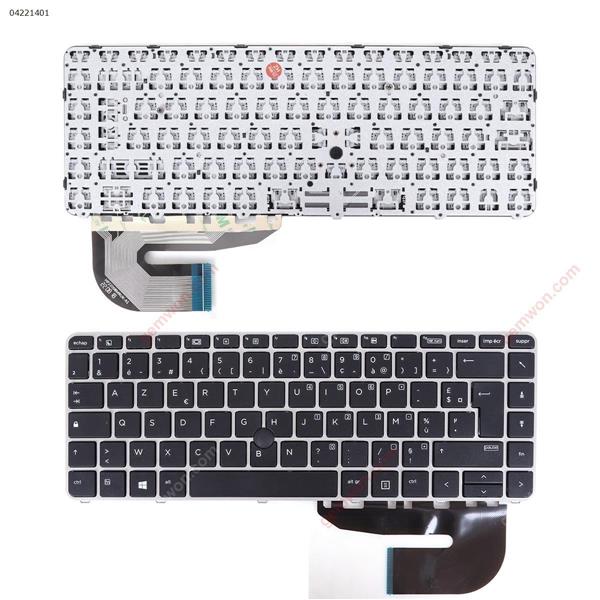 HP EliteBook 840 G3 SILVER FRAME BLACK (OEM) FR N/A Laptop Keyboard ()