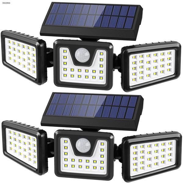 AIXPI  LED three-head rotatable outdoor waterproof human body induction courtyard solar wall lamp（70LED） (TWO PackS)  Solar Charge N/A