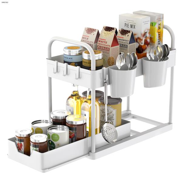 Under the sink shelf white Note: The accessories are four hooks, two cups, two armrests（Neutral packing） Home Decoration USO55W