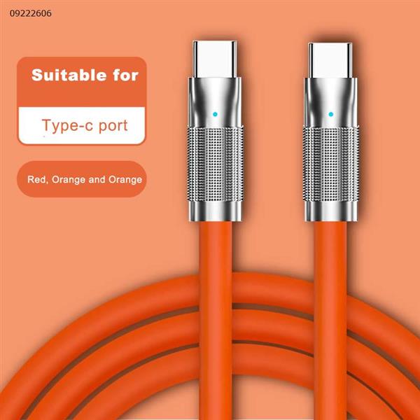 Orange 1m Suitable for Android mobile phone data cable dual TYPEC fast charging 60W Huawei Xiaomi zinc alloy charger cable Charger & Data Cable 66W