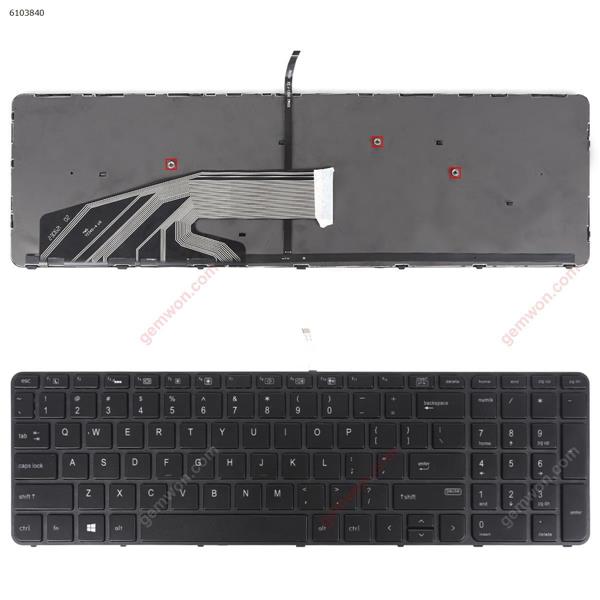 HP Probook 650 G2 655 G2 BLACK FRAME BLACK(Backlit,For Win8) US N/A Laptop Keyboard (OEM-A)