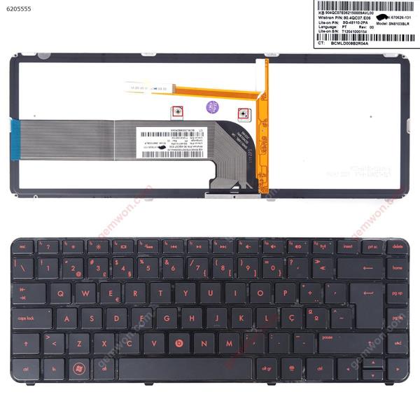 HP DV4-3000 DV4-4000 BLACK FRAME BLACK(Red Printing,Backlit Version) PO N/A Laptop Keyboard (OEM-B)