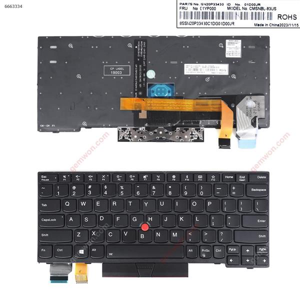 IBM ThinkPad X280 A285 X395 X390 BLACK FRAME BLACK（Backlit,With Point） US N/A Laptop Keyboard (Original)