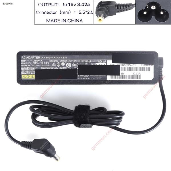 AC Adapter Fujitsu 19V 3.42A 65W (5.5mmx2.5mm) (Quality：A+) Without Fujitsu label Laptop Adapter 19V 3.42A 65W (5.5mmx2.5mm) 