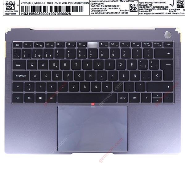 Huawei MateBook X Pro MACH-W29C  W19LWX9 MACHD-WFE9 Palmrest Upper Cover with touchpad Grey（SPKeyboard） Cover MACH-W19C
