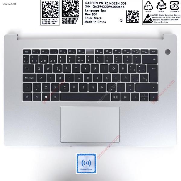 Huawei Matebook D15 BoB-WAE9P Boh-WAQ9L Bohl Palmrest Upper Cover with touchpad Silver（SP Keyboard） Cover W29