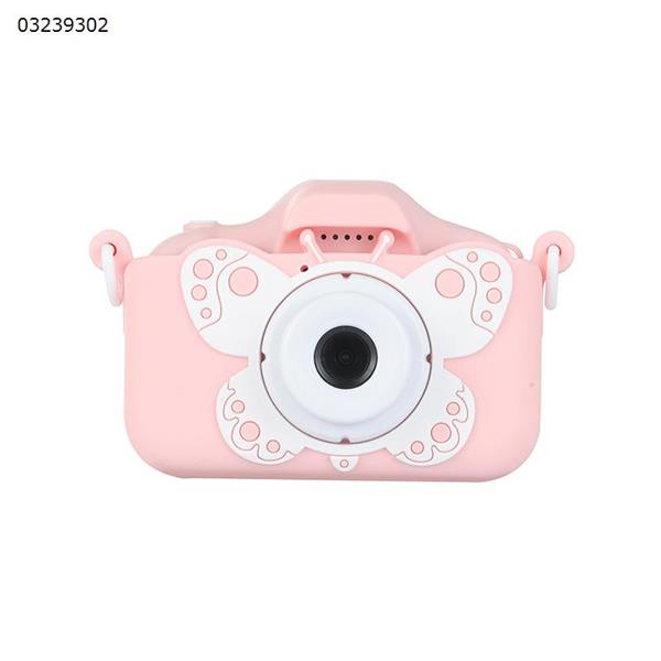 [Pink] Butterfly cartoon children's camera front and rear 2000W HD dual camera children's video recorder camera Camera X5S