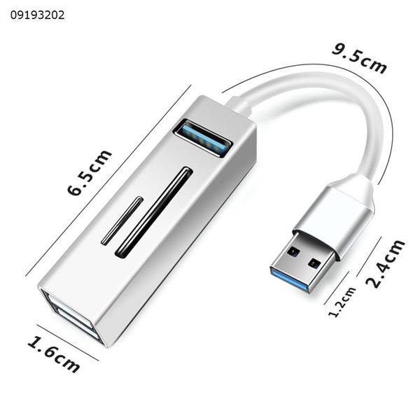 [Silvery] 5 in 1 usb splitter USB hub sd TF Mini USB docking Aluminum Alloy computer accessories 3.0 hub docking  803A