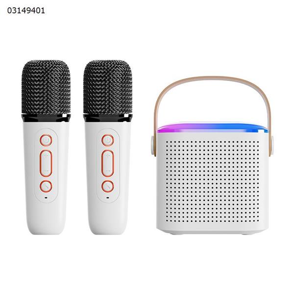 [White] Portable Bluetooth microphone integrated microphone children outdoor home ktv wireless singing system  Y1