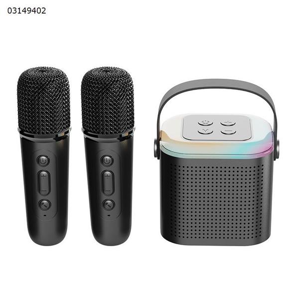 [Black] Portable Bluetooth microphone integrated microphone children outdoor home ktv wireless singing system  Y1