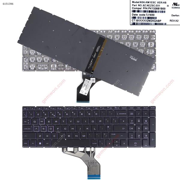 HP Pavilion 15-DA 250 255 G7 Gen7 BLACK (With Backlit Board ，Small Enter，Purple Side WIN8) UK N/A Laptop Keyboard (OEM-A)