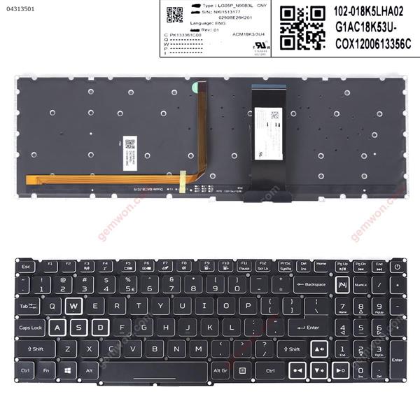 Acer Predator Helios 300 PH315-52 PH315-53 PH317-53 BLACK(Colorful backlight WIN8) Us NKI1513177  PK133361C00 Laptop Keyboard ()
