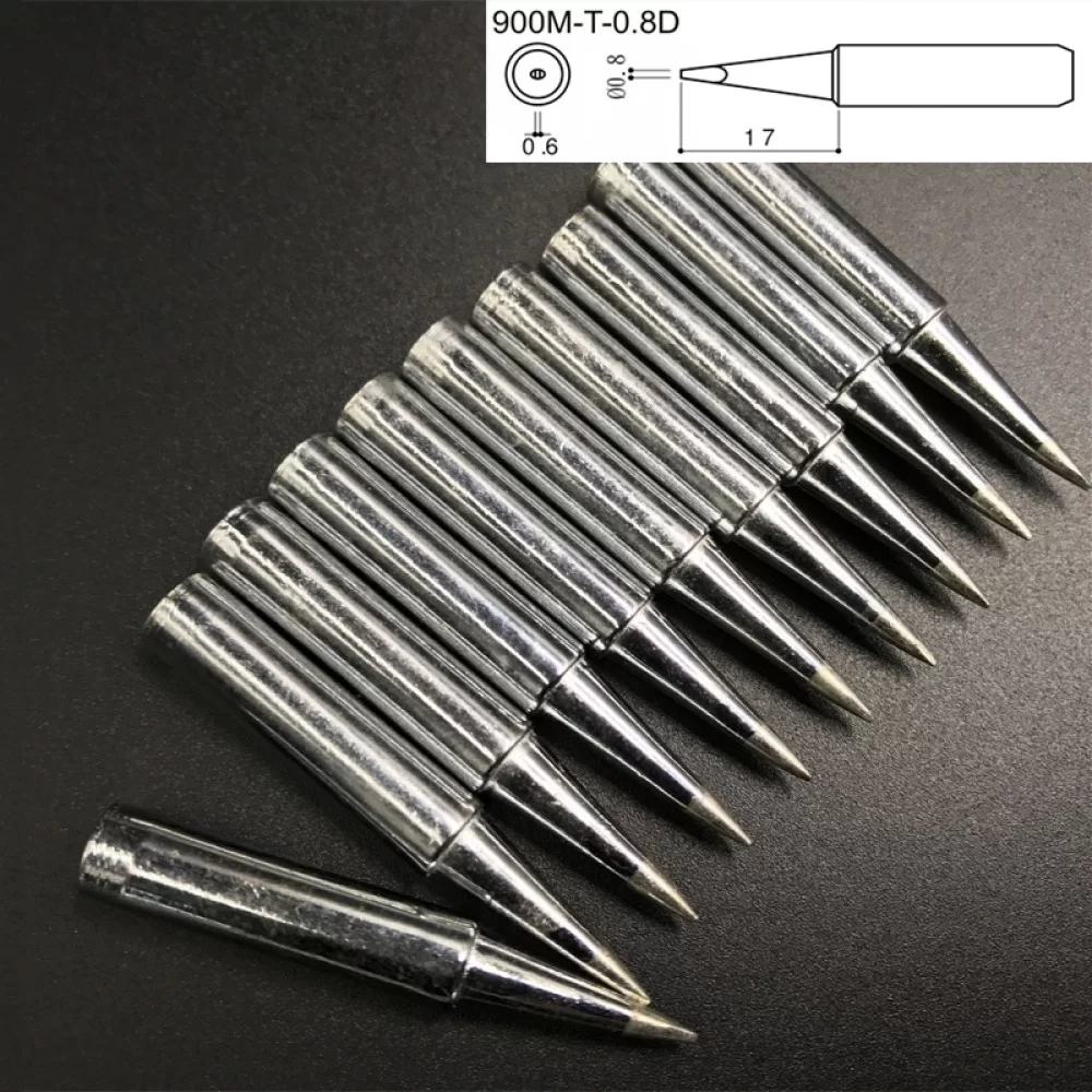 10 PCS 900M-T-0.8D Small D Type Lead-free Electric Welding Soldering Iron Tips