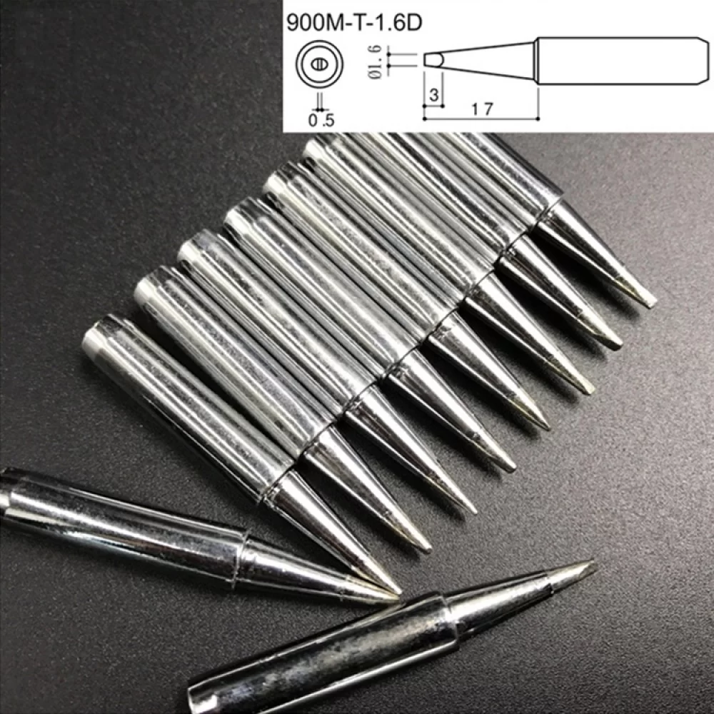 10 PCS 900M-T-1.6D Middle D Type Lead-free Electric Welding Soldering Iron Tips