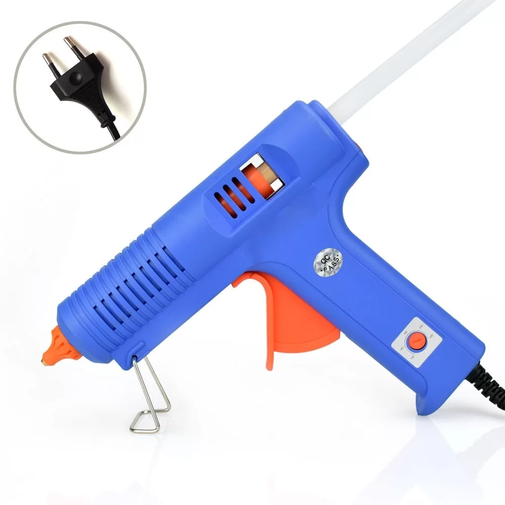 20W DIY Hot Melt Glue Adhesive Stick Industrial Electric Silicone Thermo Gluegun Repair Heat Tools with Switch, EU Plug(Blue)