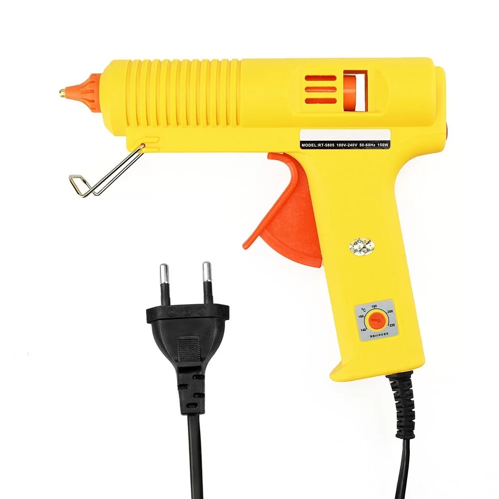 20W DIY Hot Melt Glue Adhesive Stick Industrial Electric Silicone Thermo Gluegun Repair Heat Tools with Switch, EU Plug(Yellow)