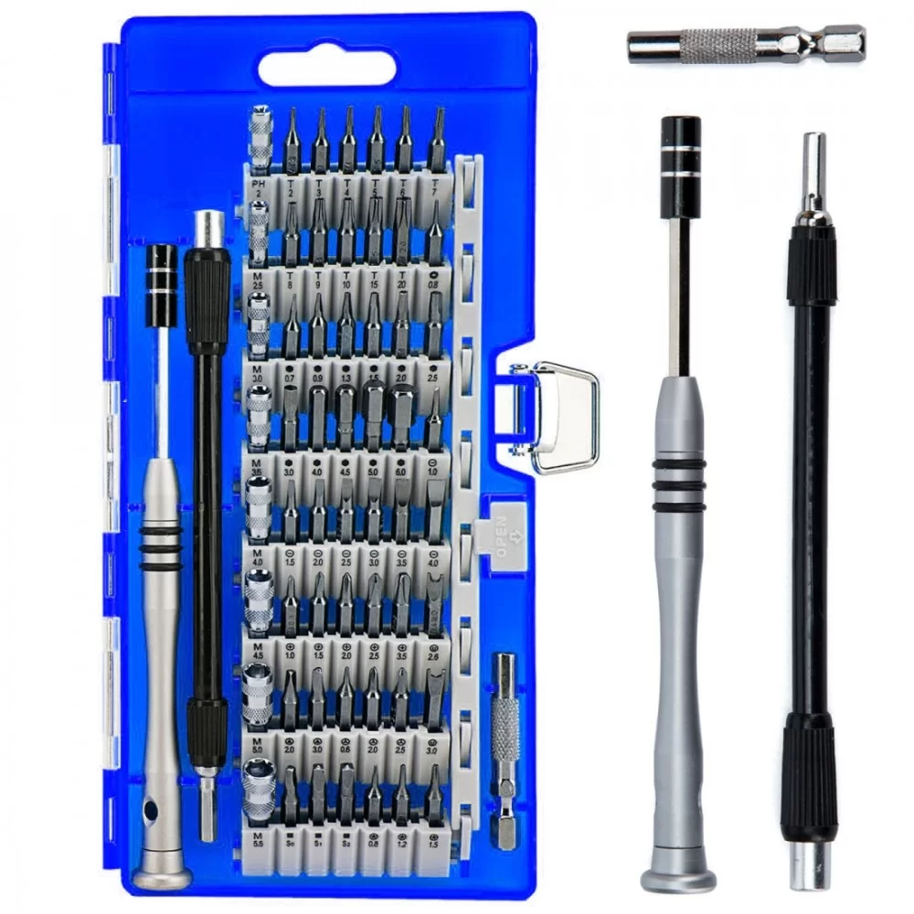 60 in 1 S2 Tool Steel Precision Screwdriver Nutdriver Bit Repair Tools Kit(Blue)
