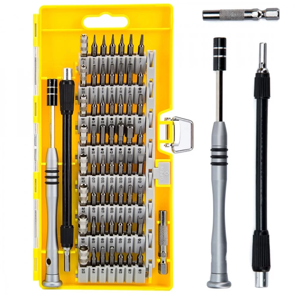 60 in 1 S2 Tool Steel Precision Screwdriver Nutdriver Bit Repair Tools Kit(Yellow)