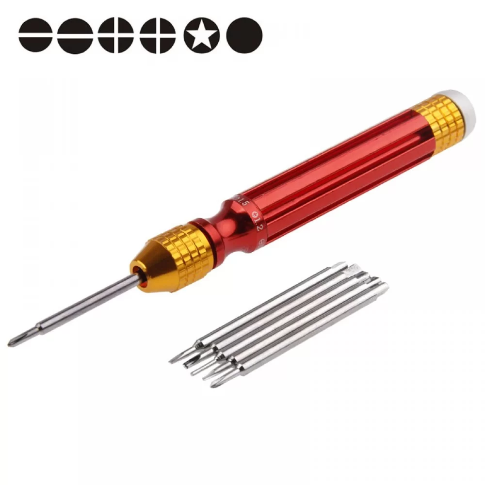 889, 6 in 1 Magnetic Precision Multi Function Electronic Tools Sets for Apple iPhone / Universal Other Mobile Phone(Red)
