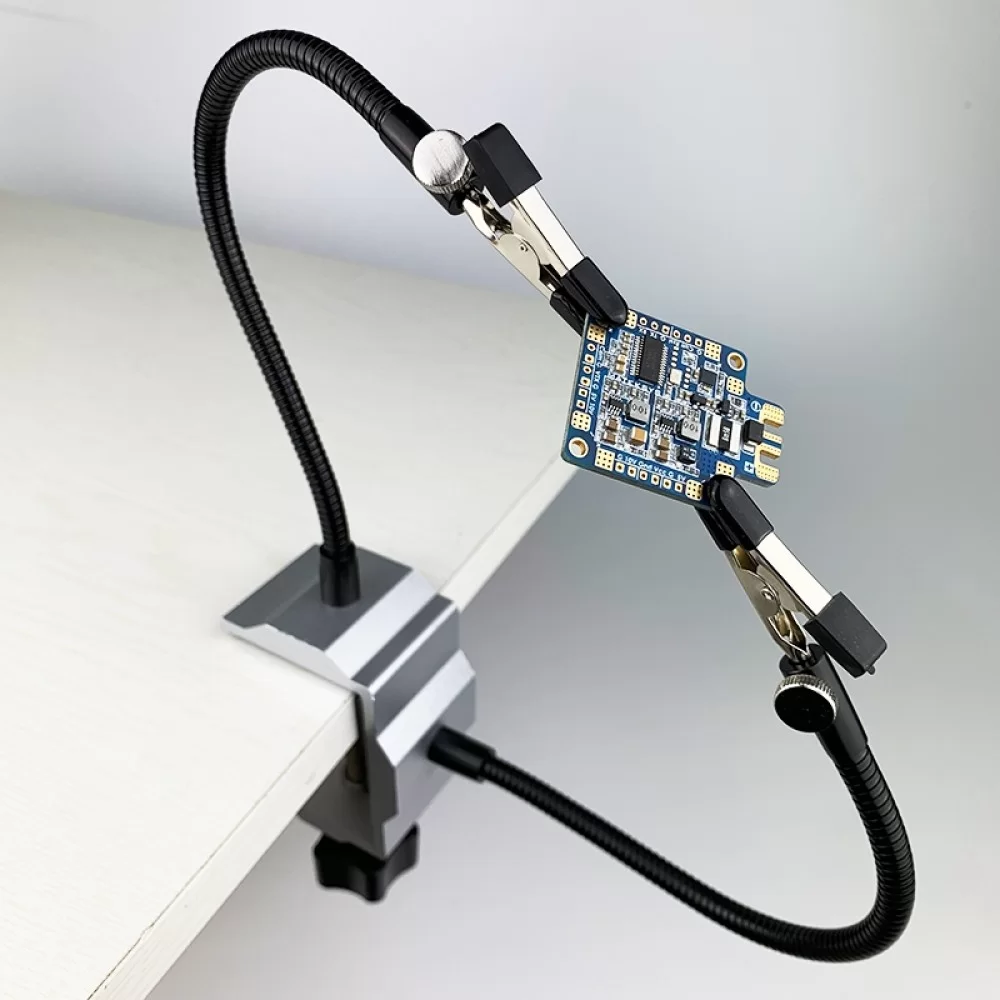 Aluminum Table Clamp Soldering Iron Holder Soldering Station PCB Fixture with 2 Metal Arms