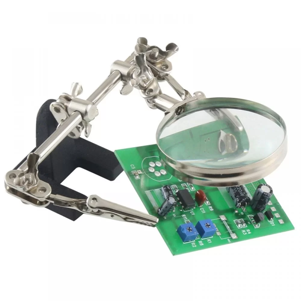 BEST Hand Soldering Stand Magnifying Glass Auxiliary Clamp Clip