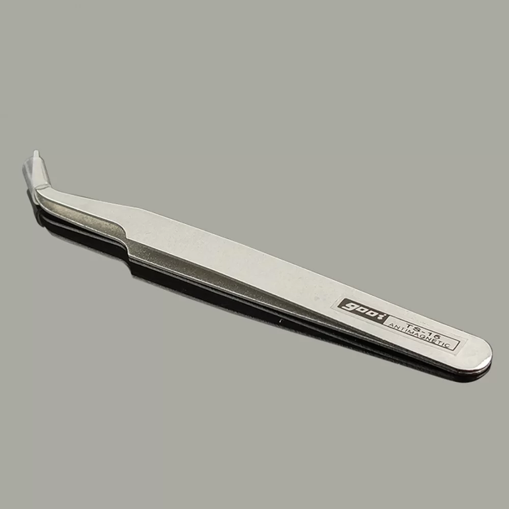 Gooi TS-15 Steel Bend Tweezers(Silver)