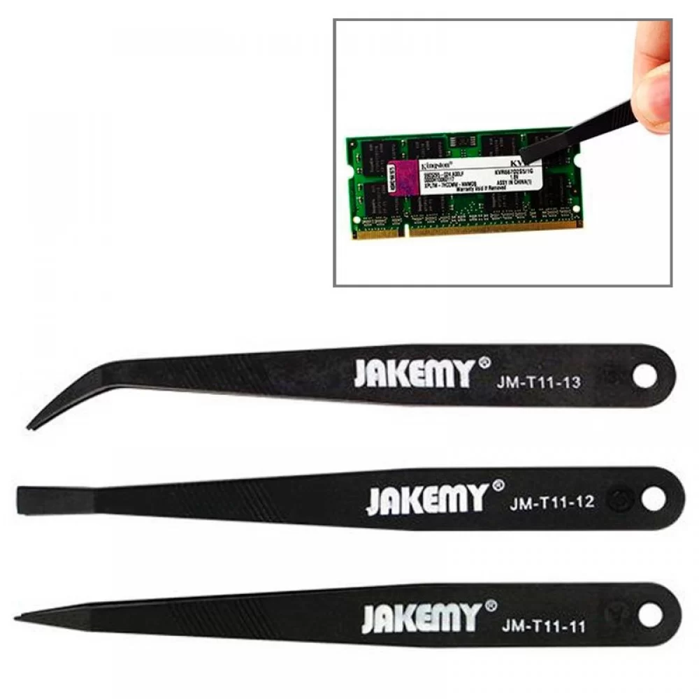 JAKEMY JM-T11 3 in 1 Professional Anti-static Tweezers Kit