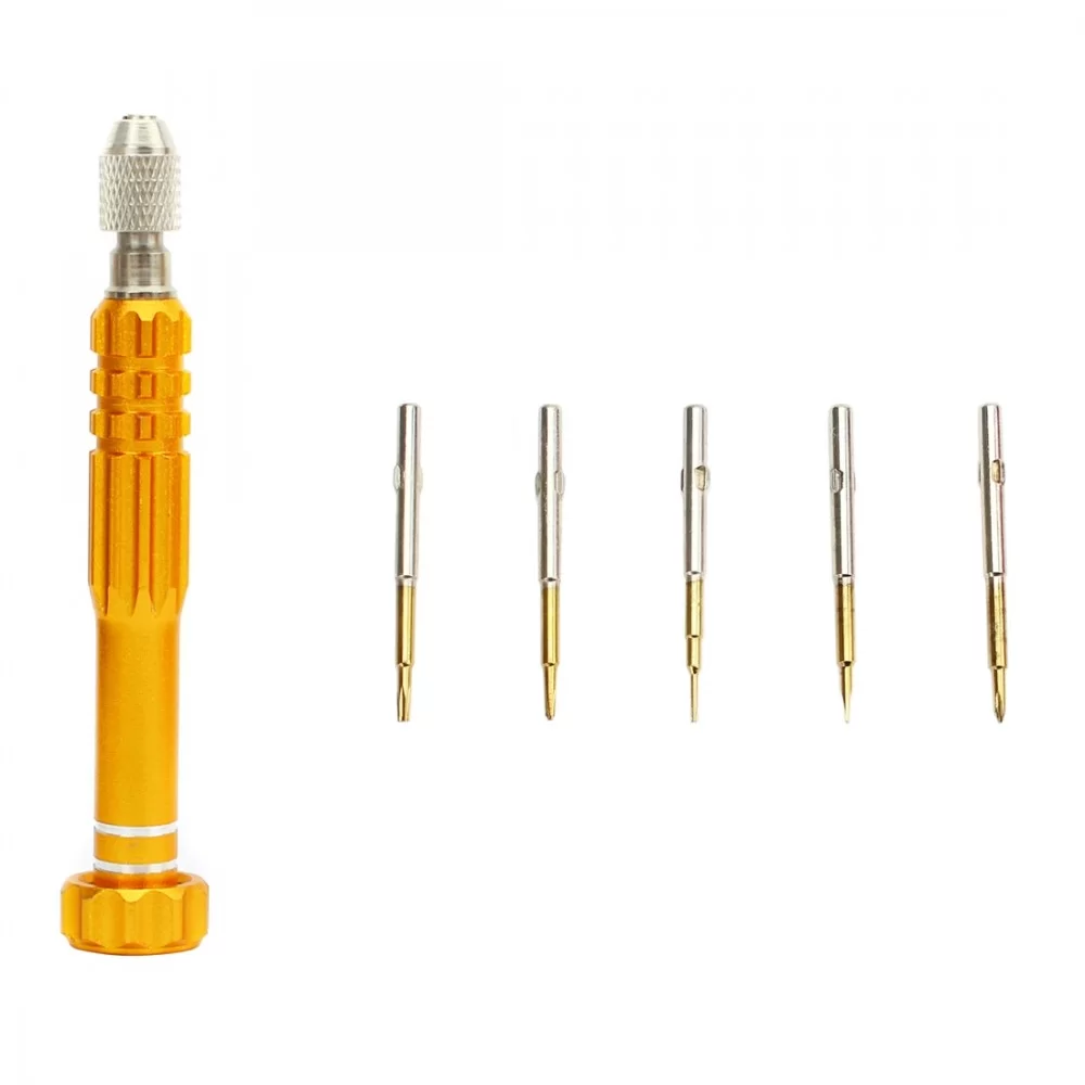 JF-6688 5 in 1 Metal Multi-purpose Pen Style Screwdriver Set for Phone Repair(Gold)